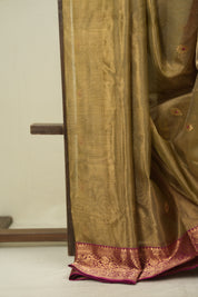 Golden Chanderi Tissue Silk Saree - SRGCTS370