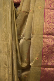 Golden Chanderi Tissue Silk Saree - SRGCTS370