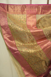 Golden Chanderi Tissue Silk Saree - SRGCTS370