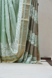 Green Tussar Silk Saree - SRGTSS1382