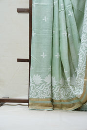 Green Tussar Silk Saree - SRGTSS1382