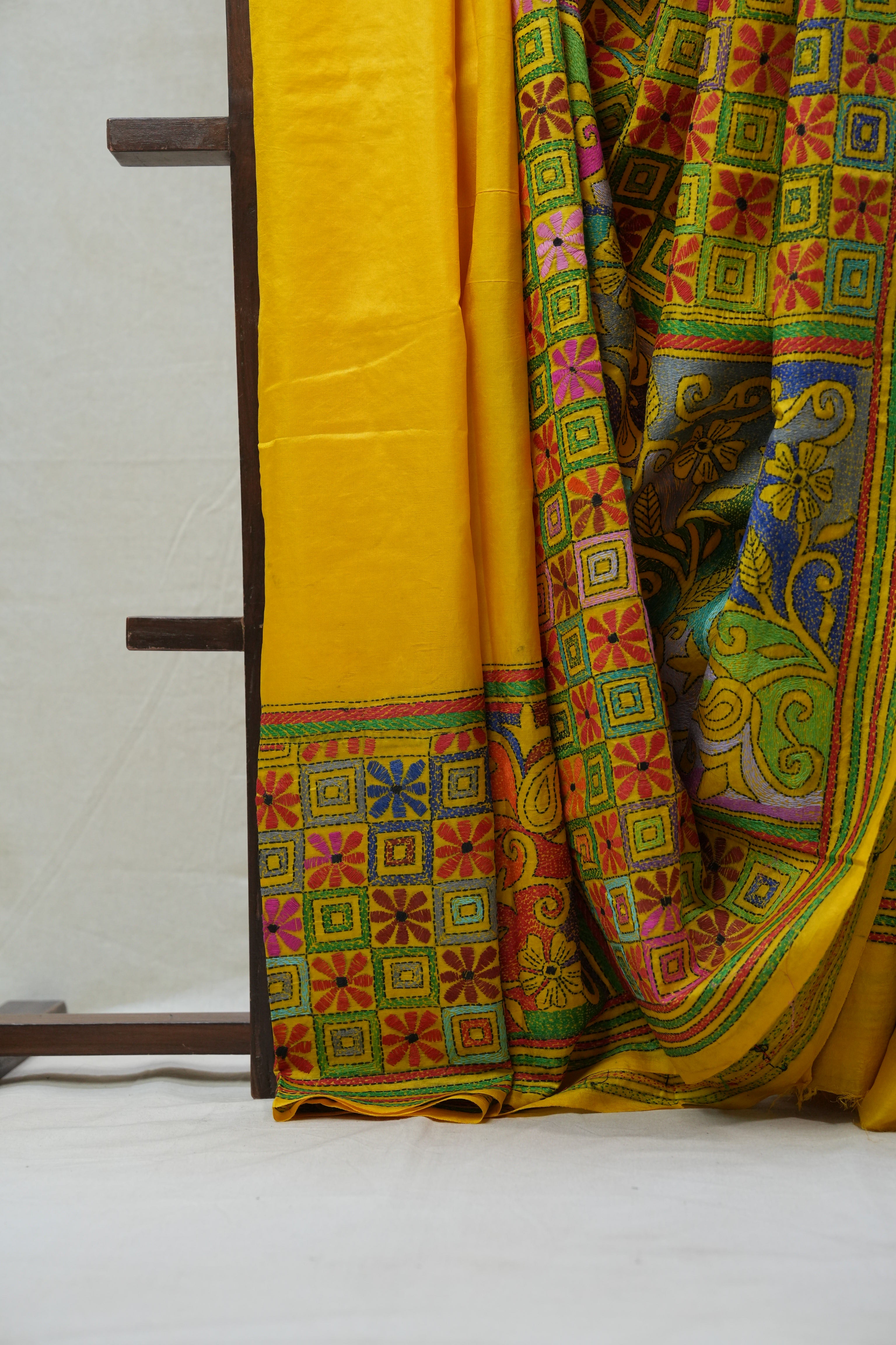 Yellow Tussar Silk Saree - SRYTSS1370