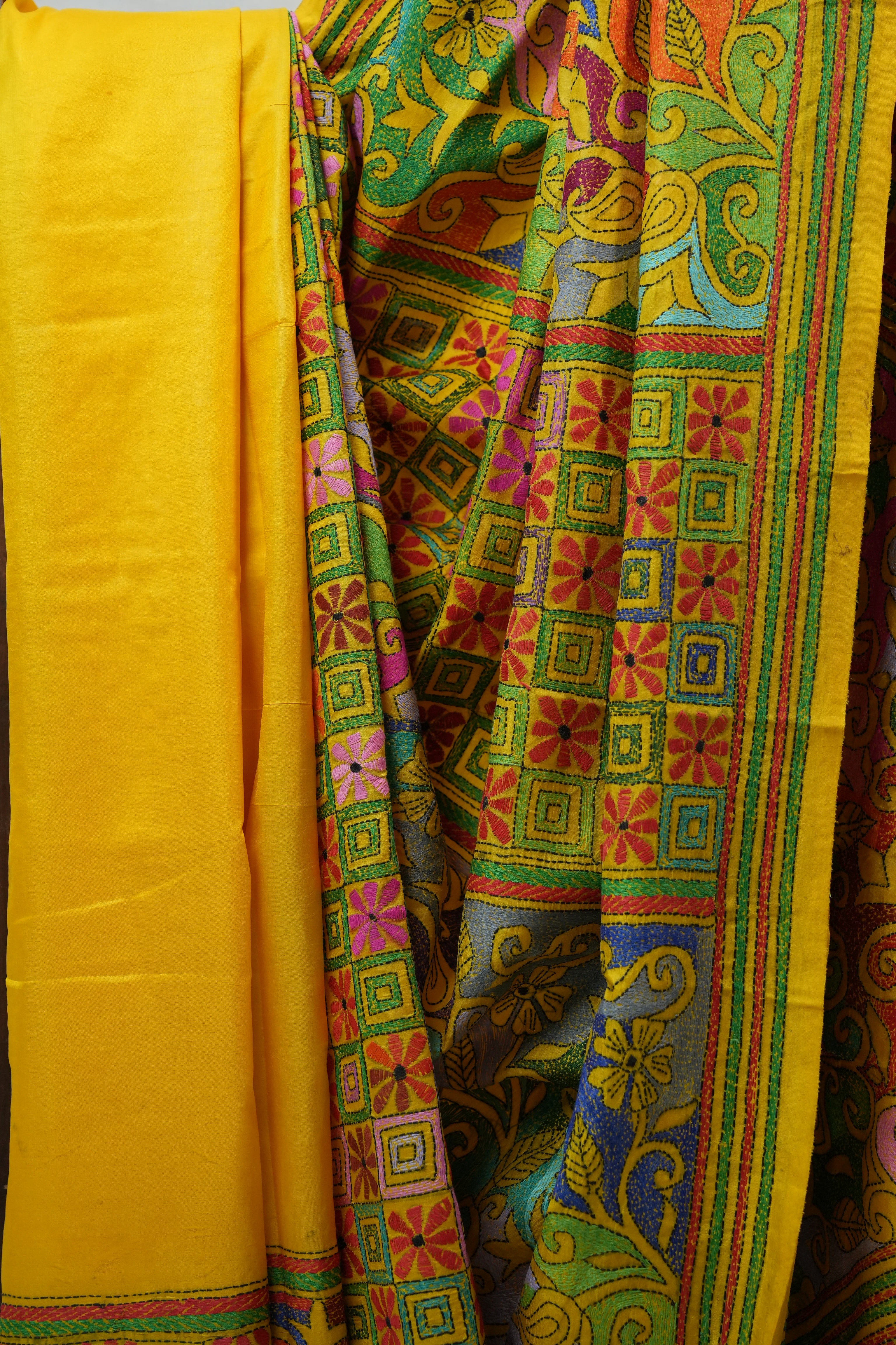 Yellow Tussar Silk Saree - SRYTSS1370