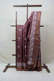 Onion Pink Tussar Silk Saree - SROPTSS1376