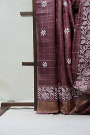 Onion Pink Tussar Silk Saree - SROPTSS1376