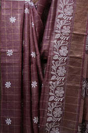 Onion Pink Tussar Silk Saree - SROPTSS1376