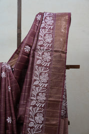 Onion Pink Tussar Silk Saree - SROPTSS1376