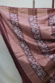 Onion Pink Tussar Silk Saree - SROPTSS1376