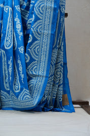 Blue Tussar Silk Saree - SRBTSS1373