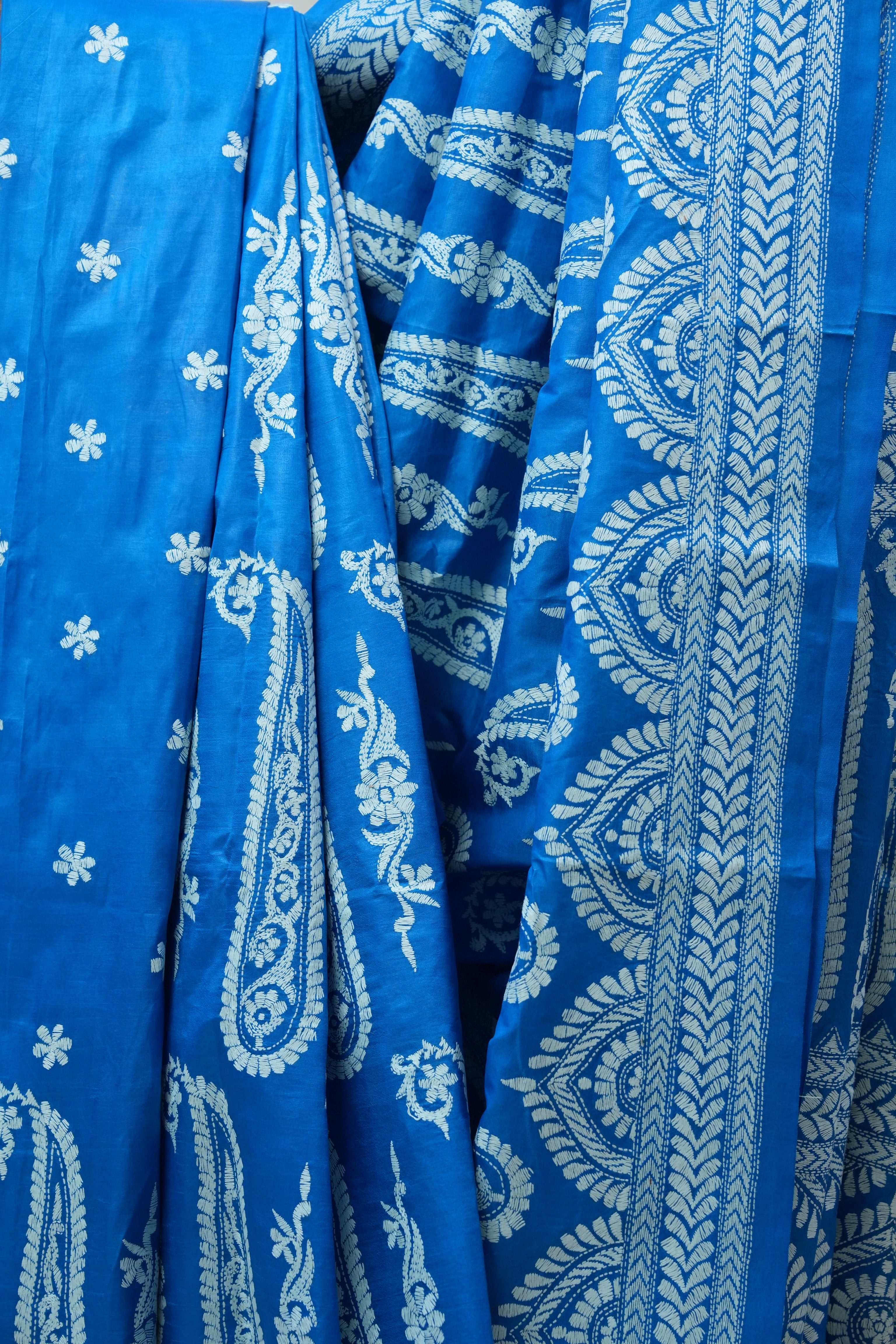 Blue Tussar Silk Saree - SRBTSS1373