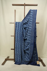Indigo HBP Cotton Saree - SRICS3608