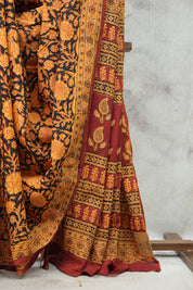 Black HBP Cotton Saree-SRBCS2143