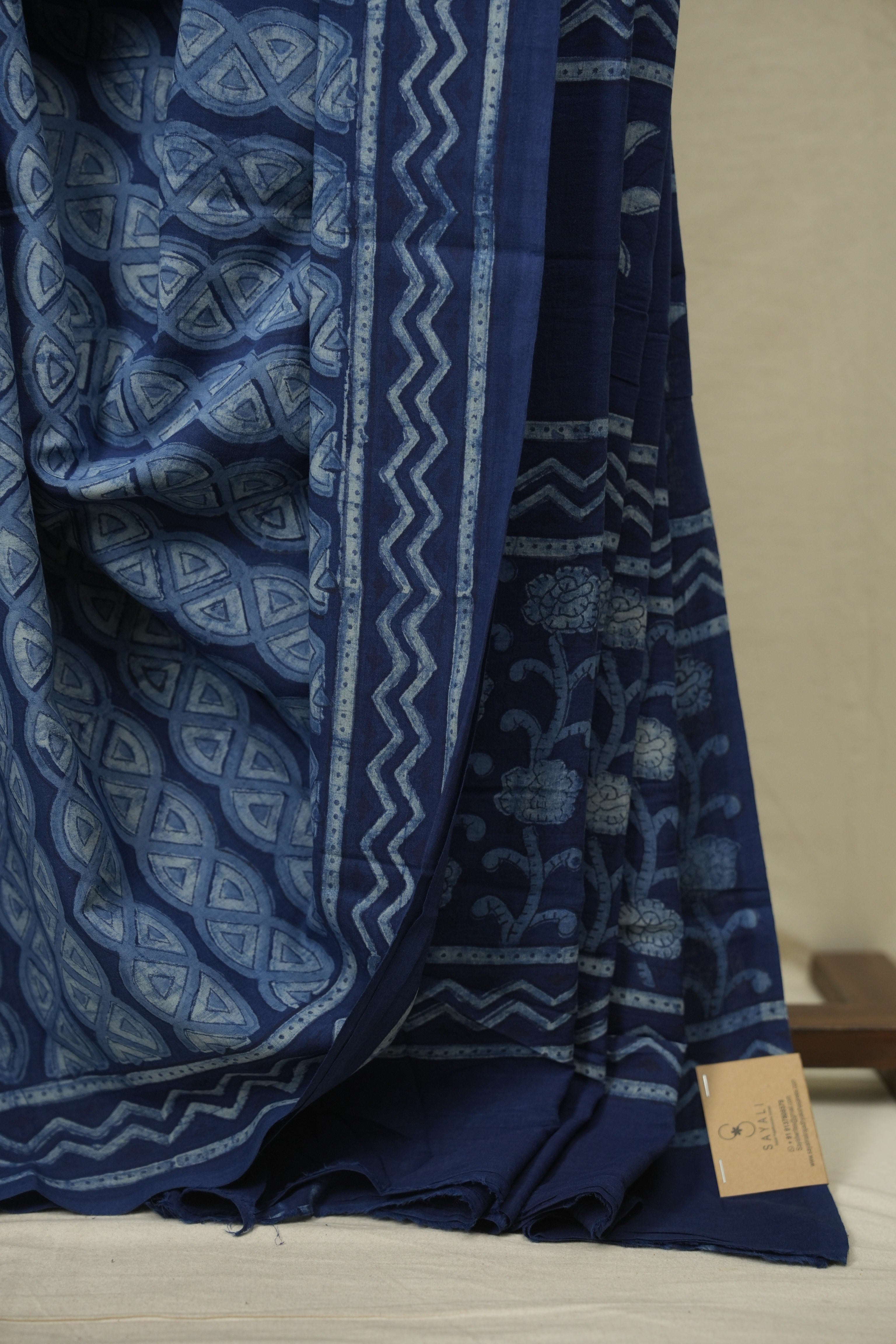 Indigo HBP Cotton Saree - SRICS3608