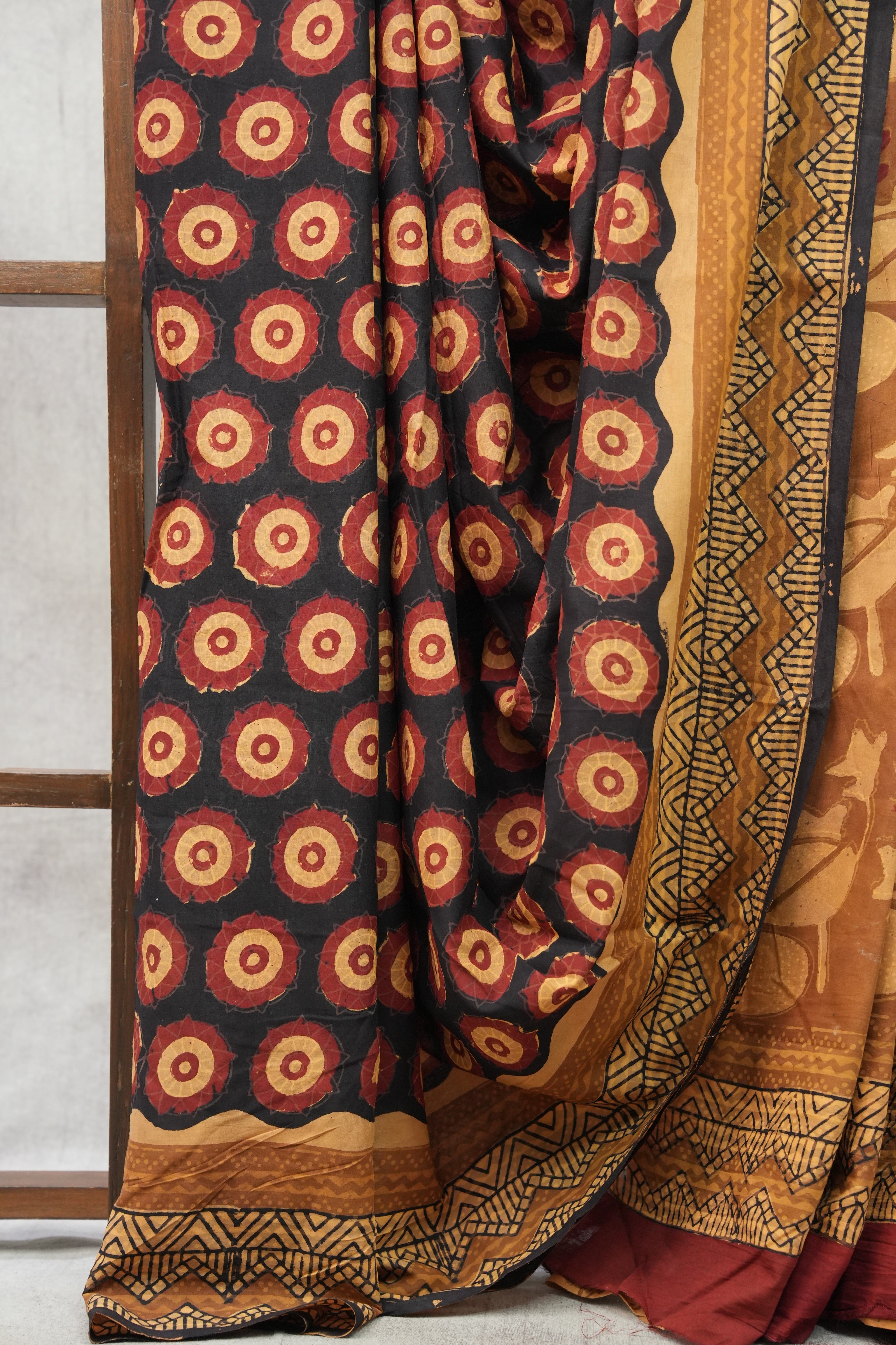 Black HBP Cotton Saree - SRBCS2142