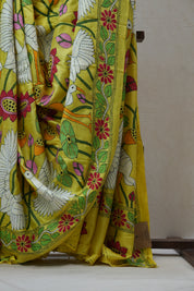 Yellow Tussar Silk Saree - SRYTSS1378