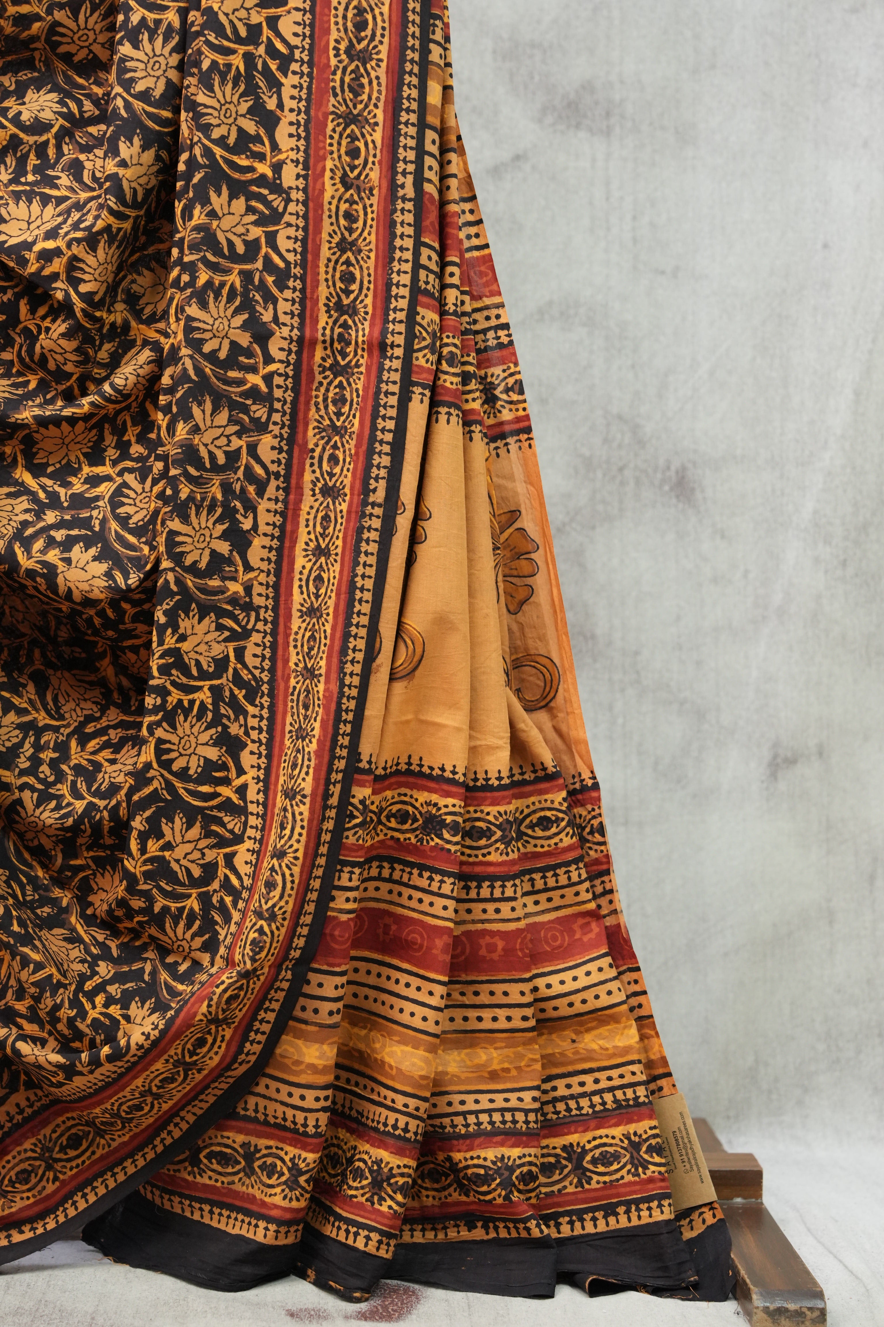 Black HBP Cotton Saree-SRBCS2165