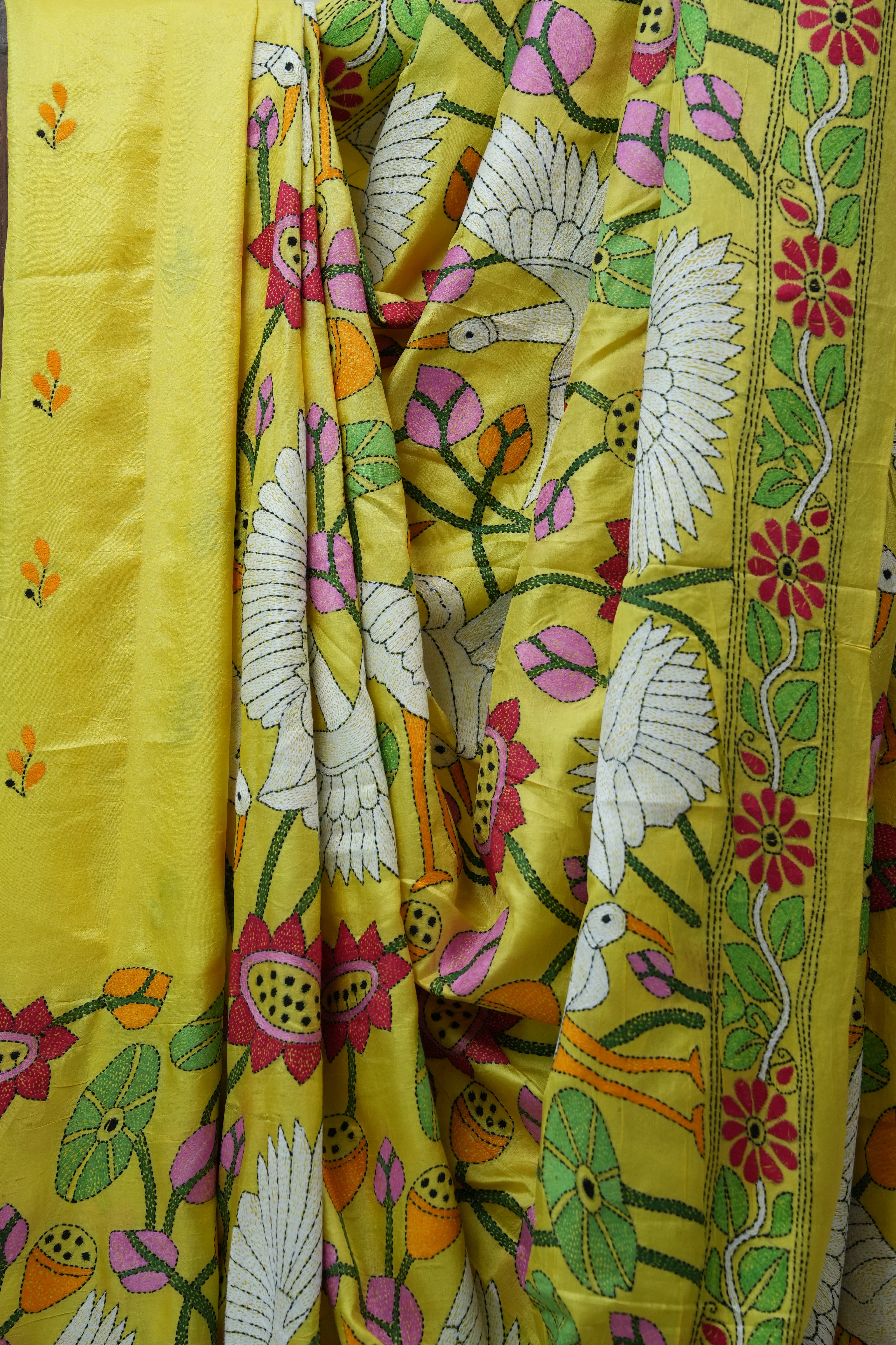 Yellow Tussar Silk Saree - SRYTSS1378
