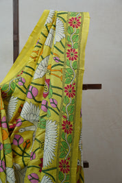 Yellow Tussar Silk Saree - SRYTSS1378
