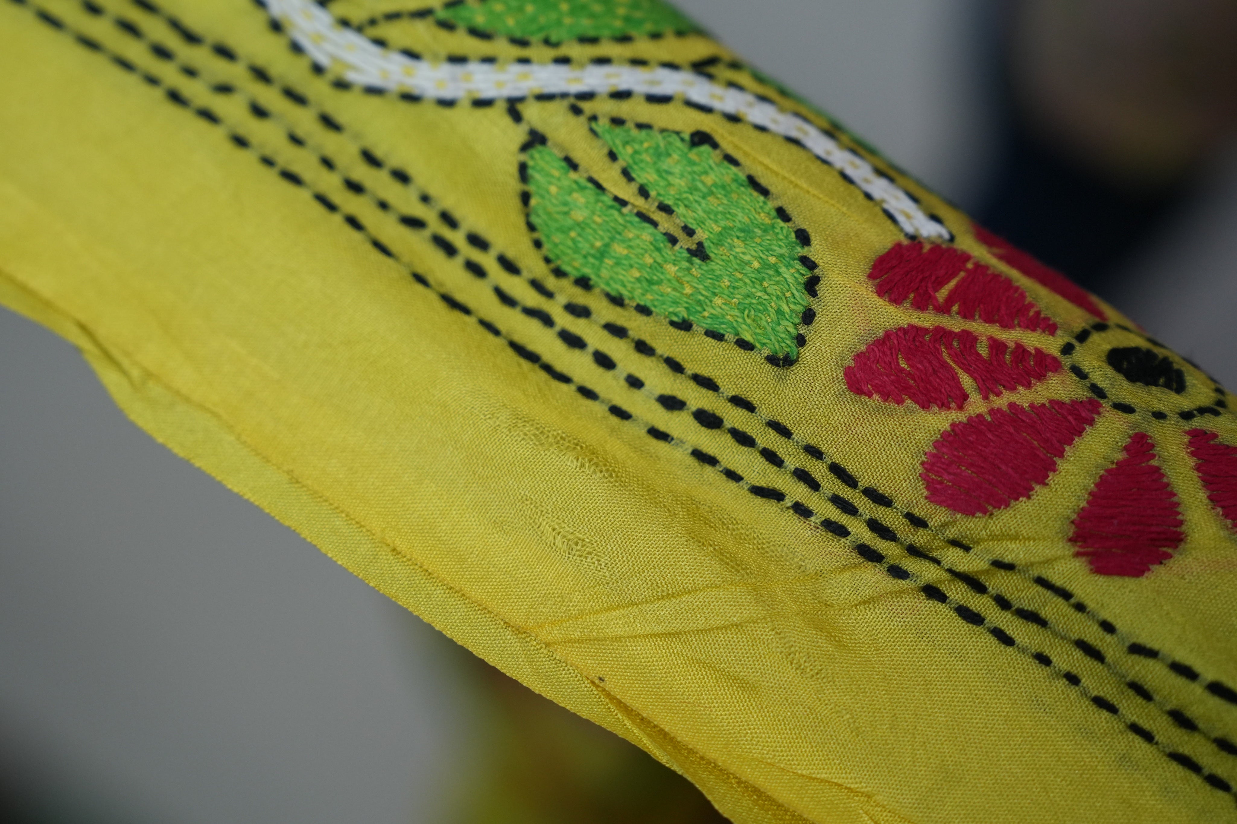 Yellow Tussar Silk Saree - SRYTSS1378