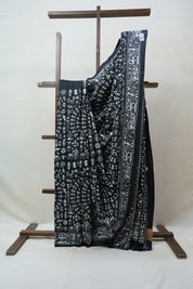 Black Tussar Silk Saree - SRBTSS1374