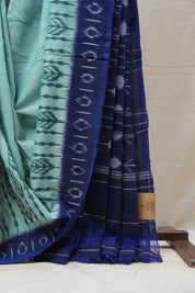 Mint Green Pochampalli Cotton Ikat Saree - SRMGPCIS466