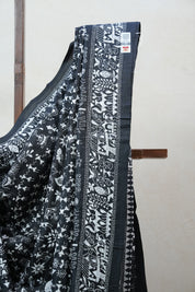 Black Tussar Silk Saree - SRBTSS1374