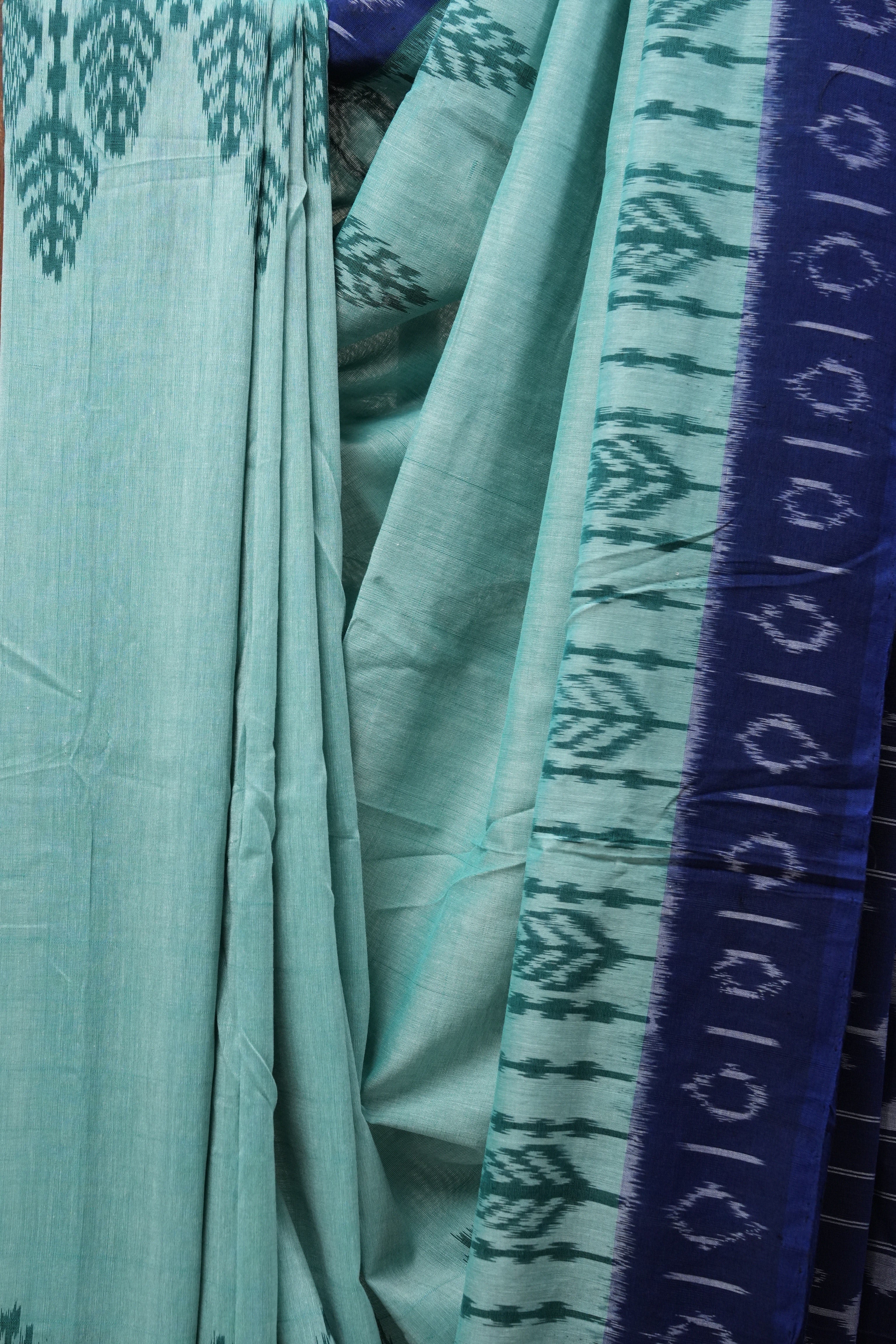 Mint Green Pochampalli Cotton Ikat Saree - SRMGPCIS466