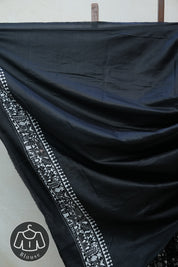 Black Tussar Silk Saree - SRBTSS1374