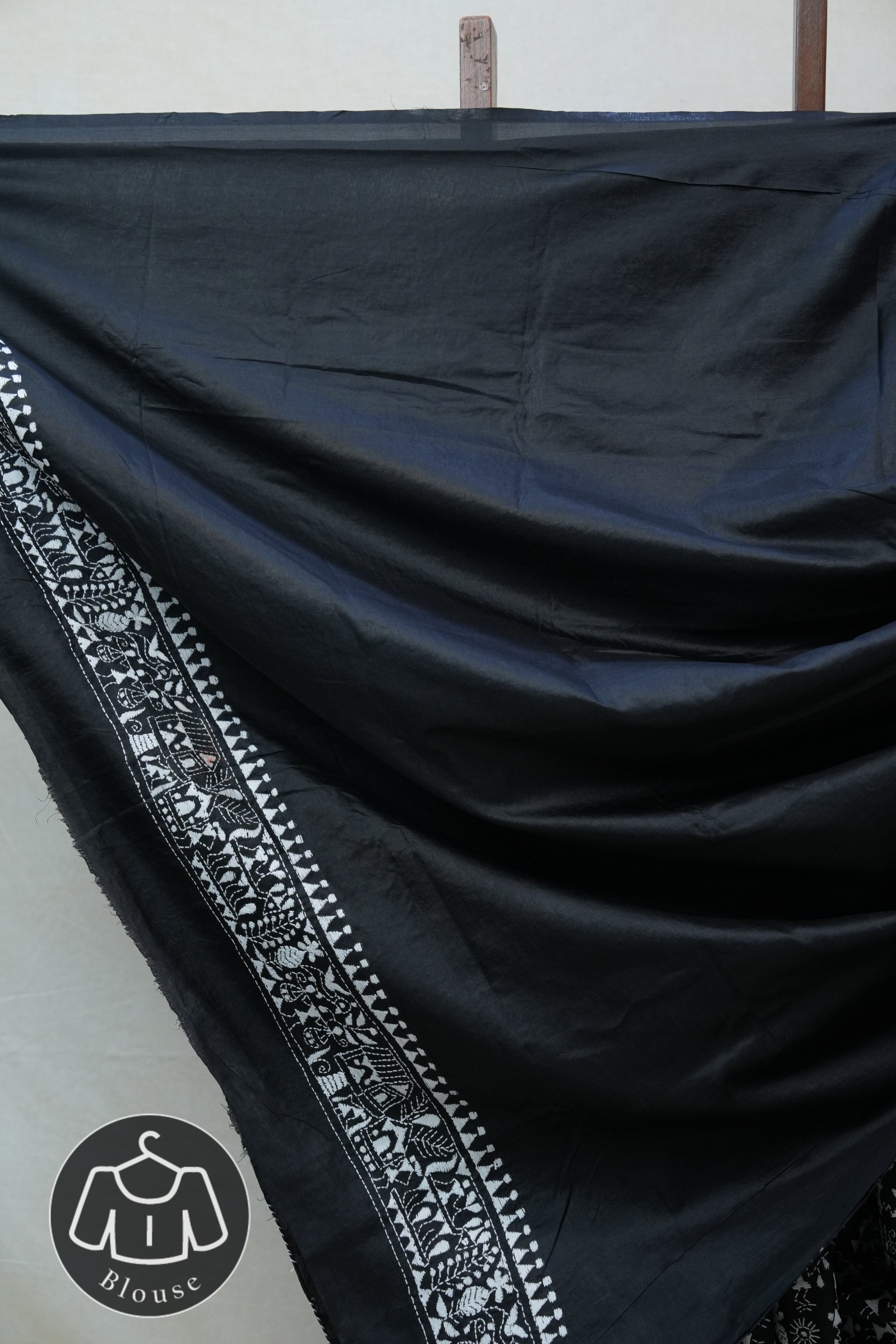 Black Tussar Silk Saree - SRBTSS1374
