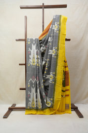 Grey Pochampalli Cotton Ikat Saree - SRGPCIS467