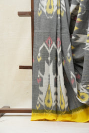 Grey Pochampalli Cotton Ikat Saree - SRGPCIS467