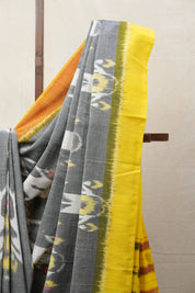 Grey Pochampalli Cotton Ikat Saree - SRGPCIS467