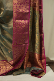 Sage Green Chanderi Tissue Silk Saree - SRSGCTS373