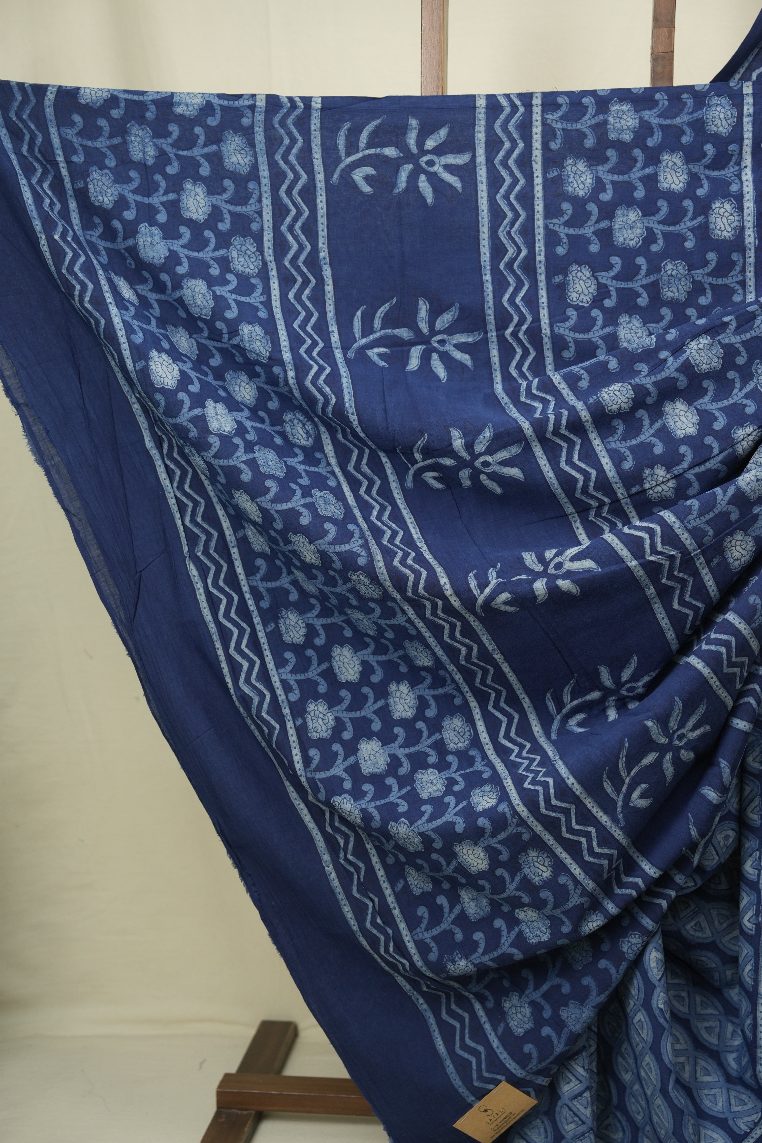Indigo HBP Cotton Saree - SRICS3608