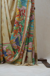 Beige Tussar Silk Saree - SRBTSS1372