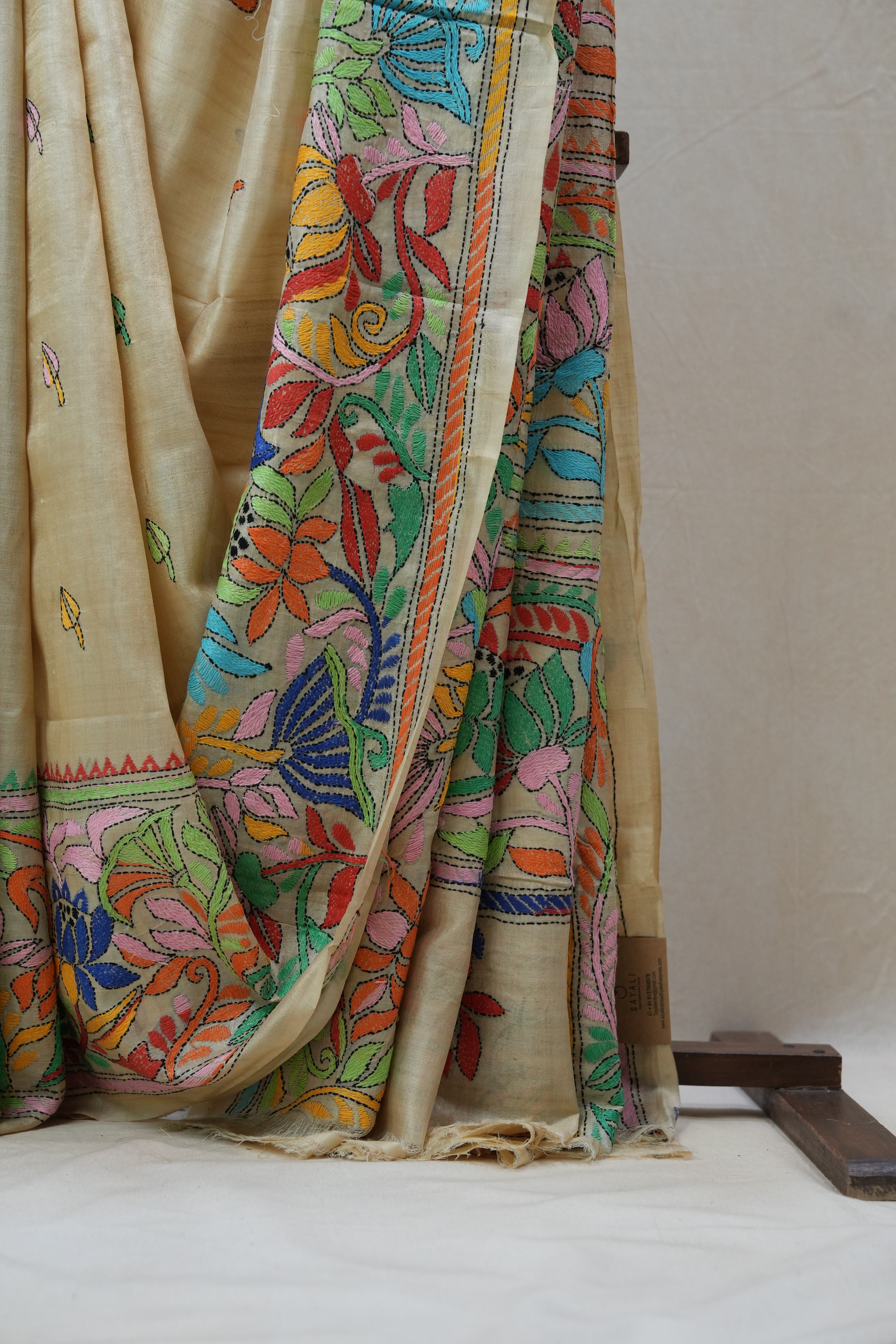 Beige Tussar Silk Saree - SRBTSS1372