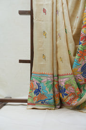 Beige Tussar Silk Saree - SRBTSS1372