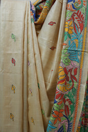 Beige Tussar Silk Saree - SRBTSS1372