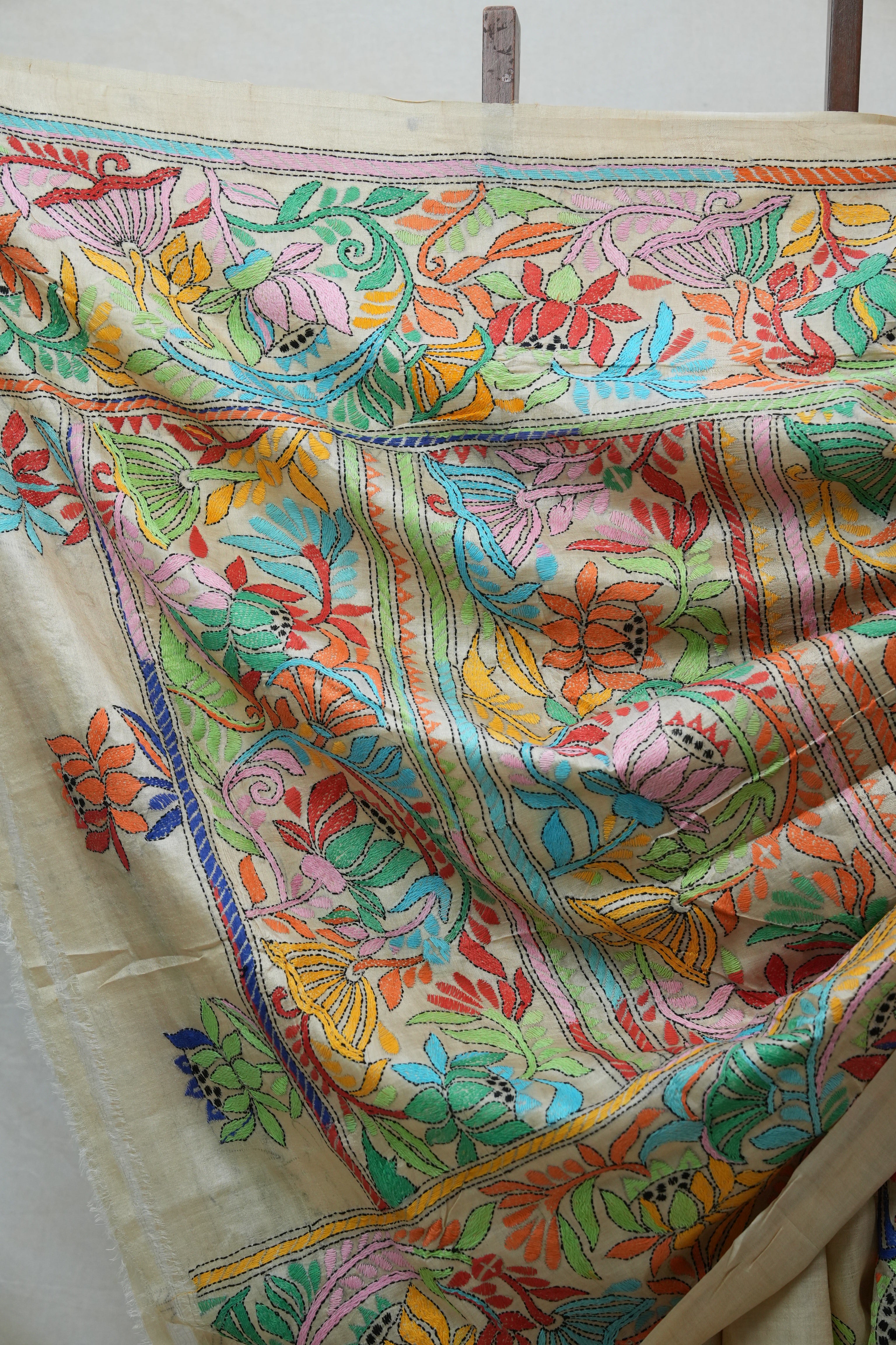 Beige Tussar Silk Saree - SRBTSS1372