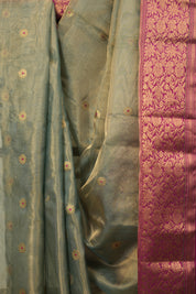 Sage Green Chanderi Tissue Silk Saree - SRSGCTS373