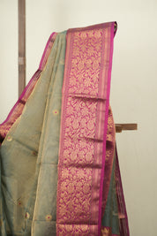 Sage Green Chanderi Tissue Silk Saree - SRSGCTS373