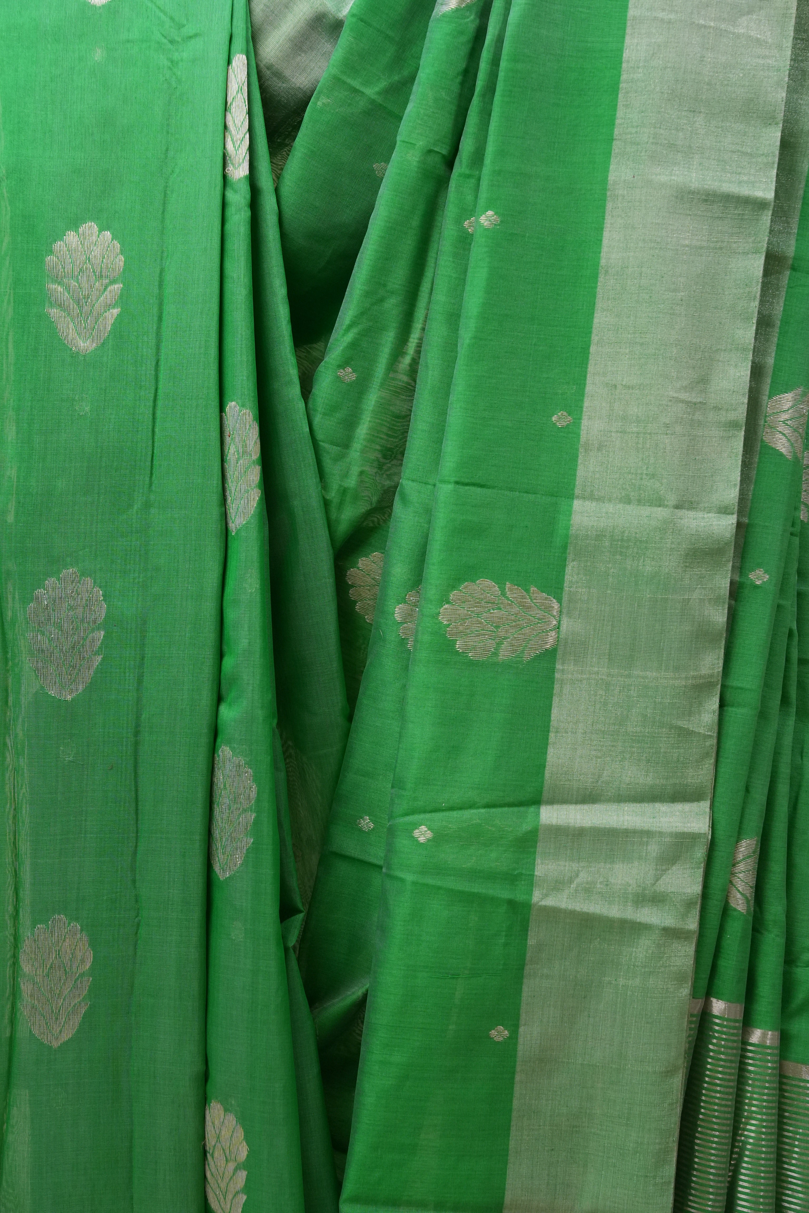 Green Chanderi Cotton Silk Saree - SRGCSS425