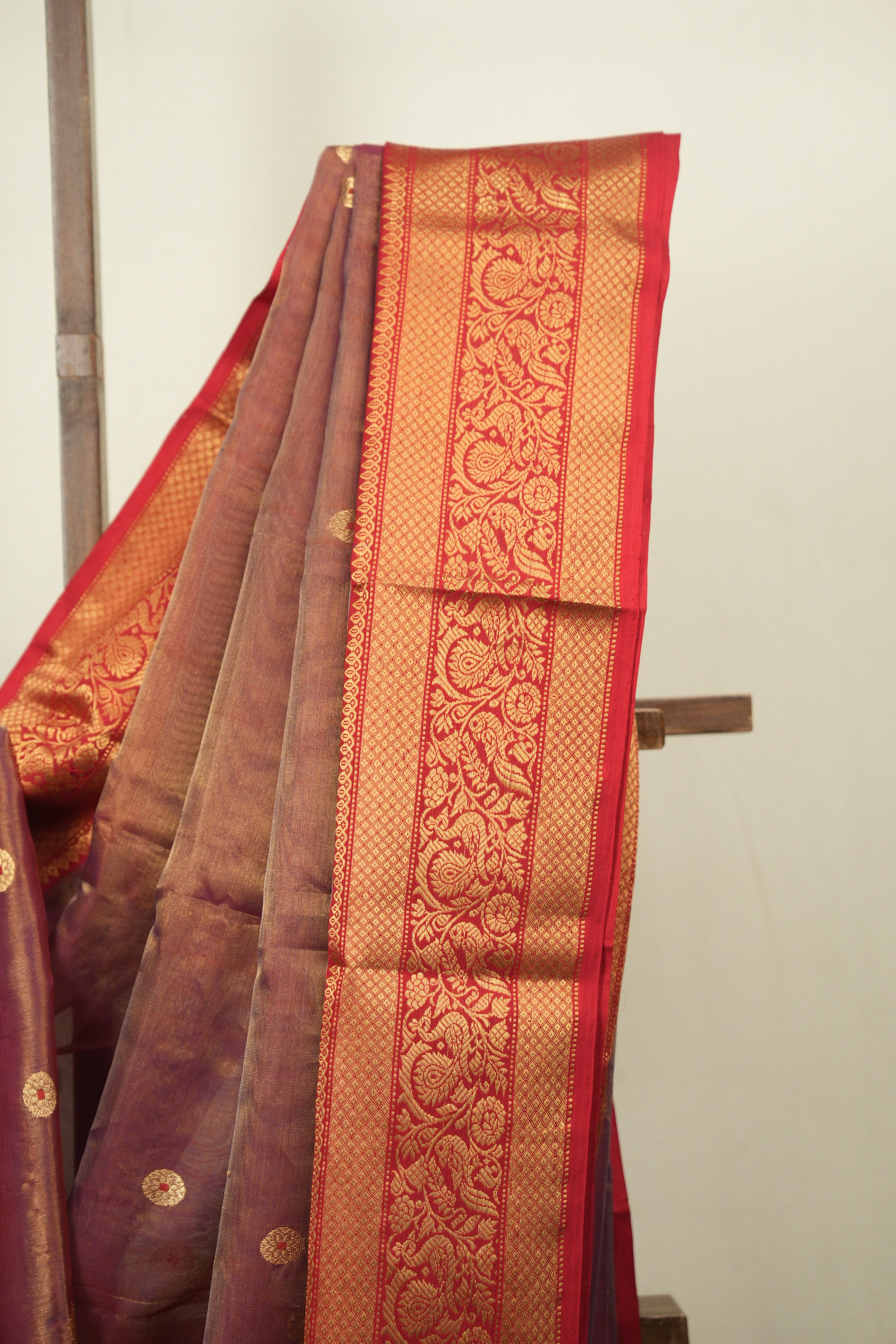 Dusty Pink Chanderi Tissue Silk Saree - SRDPCTS377