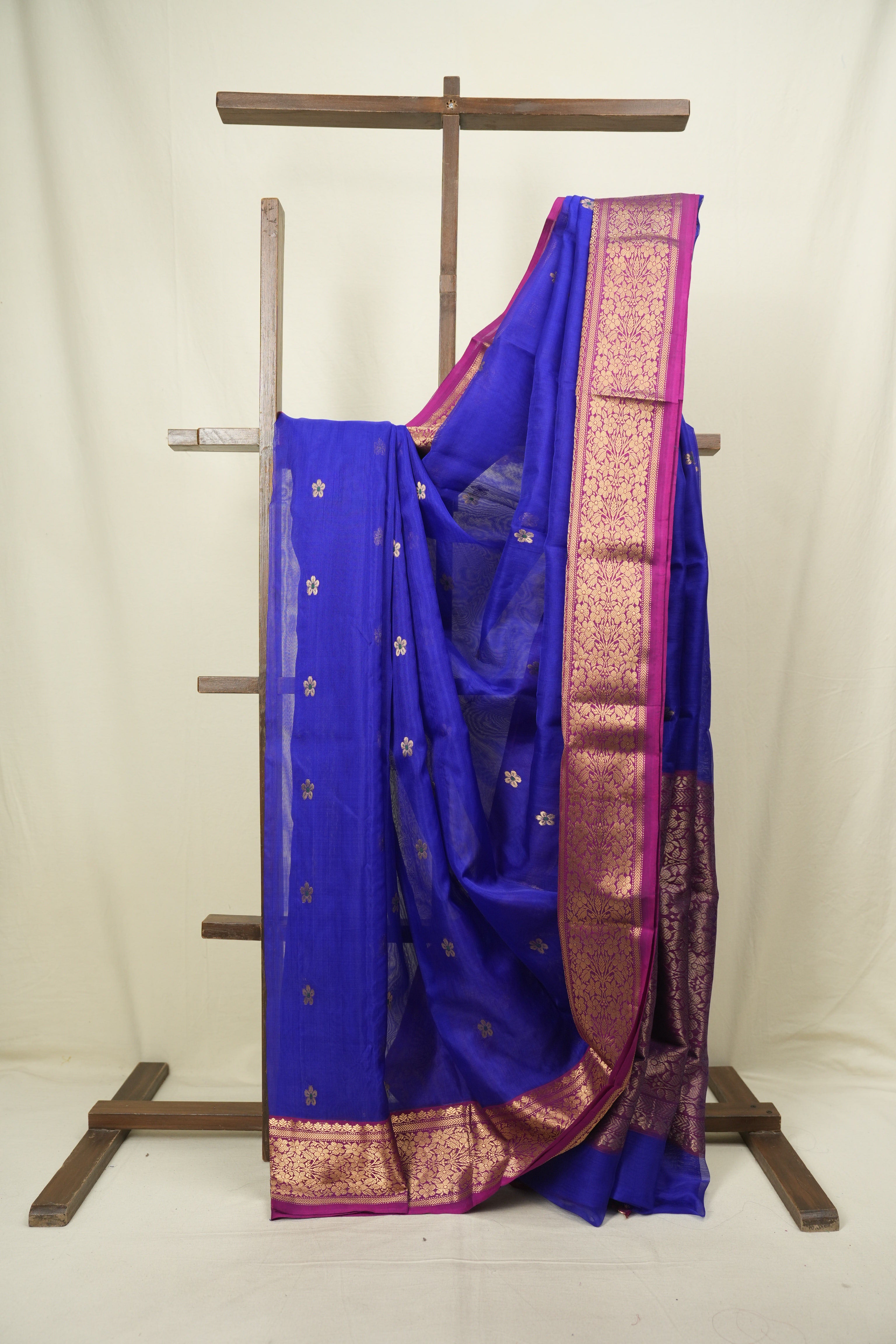 Royal Blue Chanderi Tissue Silk Saree - SRRBCTS376