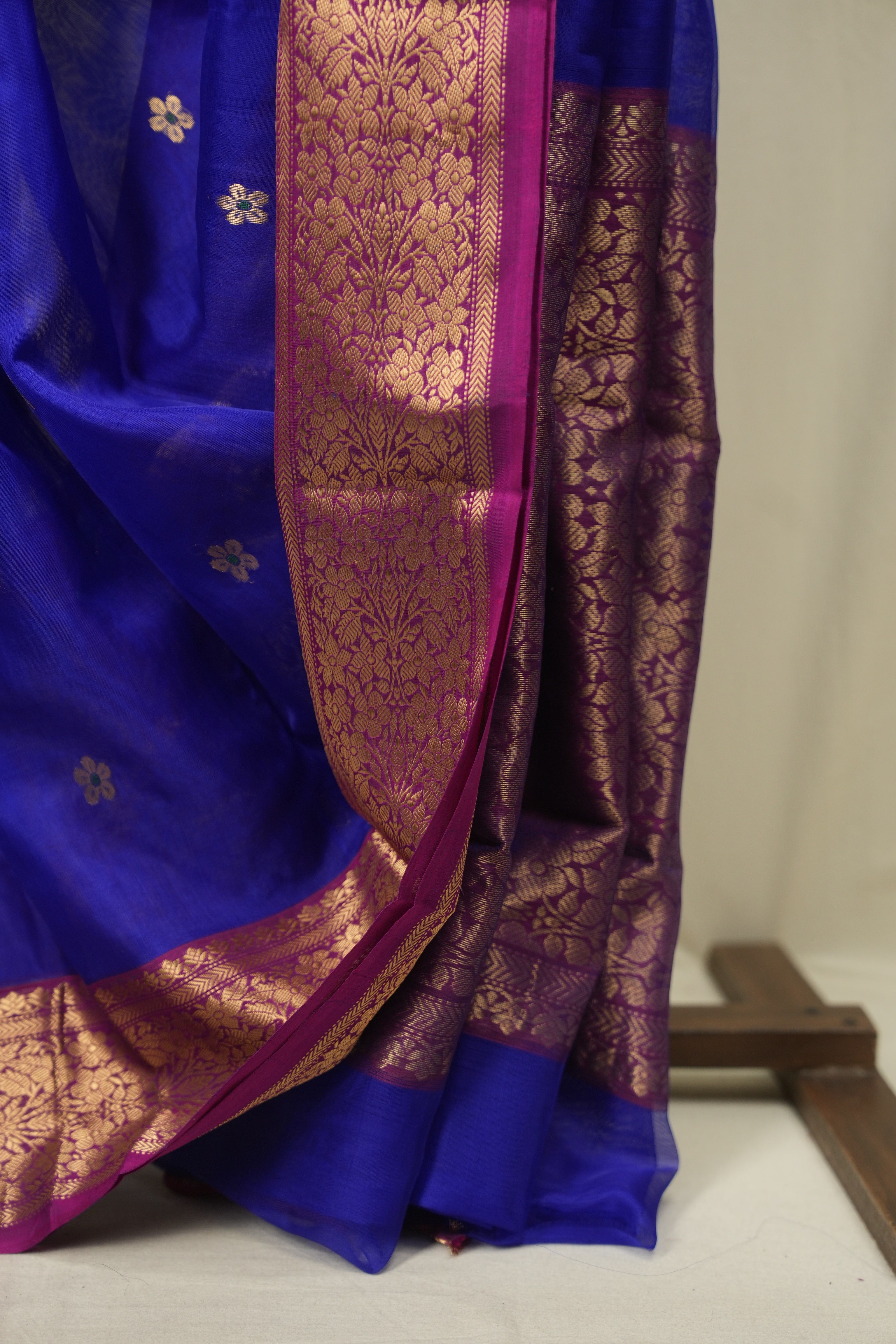 Royal Blue Chanderi Tissue Silk Saree - SRRBCTS376