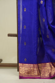 Royal Blue Chanderi Tissue Silk Saree - SRRBCTS376