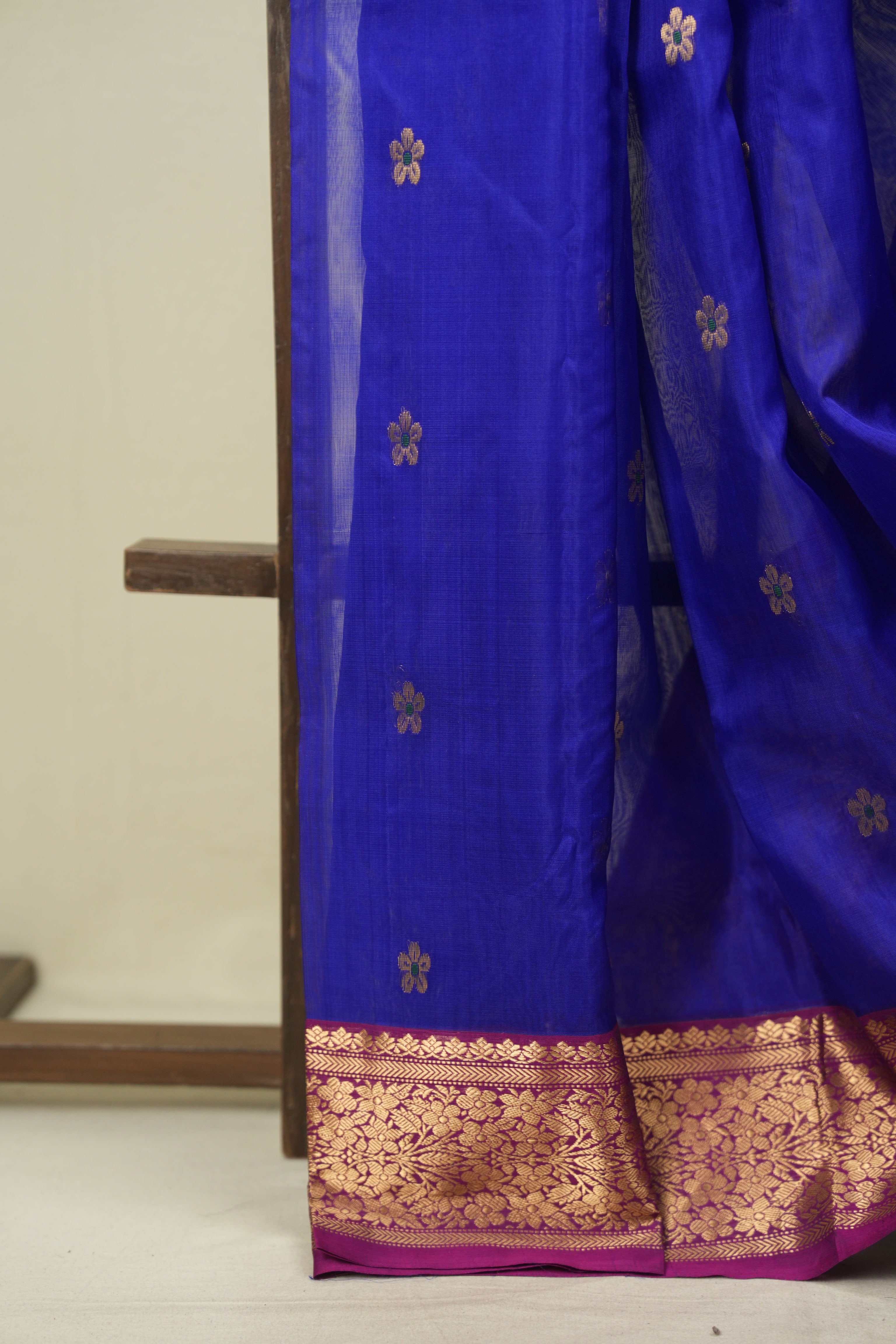 Royal Blue Chanderi Tissue Silk Saree - SRRBCTS376