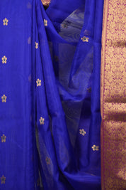 Royal Blue Chanderi Tissue Silk Saree - SRRBCTS376