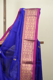Royal Blue Chanderi Tissue Silk Saree - SRRBCTS376