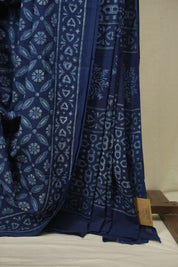 Indigo HBP Cotton Saree - SRICS3614